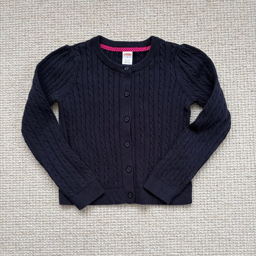Girls Navy Cable Knit Cardigan (8)